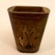 Handcrafted Wood Square Pen Pot with Bird Design